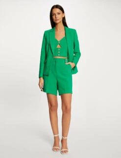 Bermuda City Droit à Pinces Vert Femme