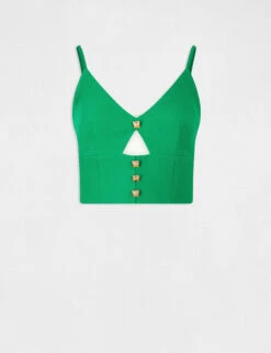 Blouse Bretelles Fines Avec Boutons Vert Femme -Tenue Legere Boutique blouse bretelles fines avec boutons vert femme vue3 32536300942160600