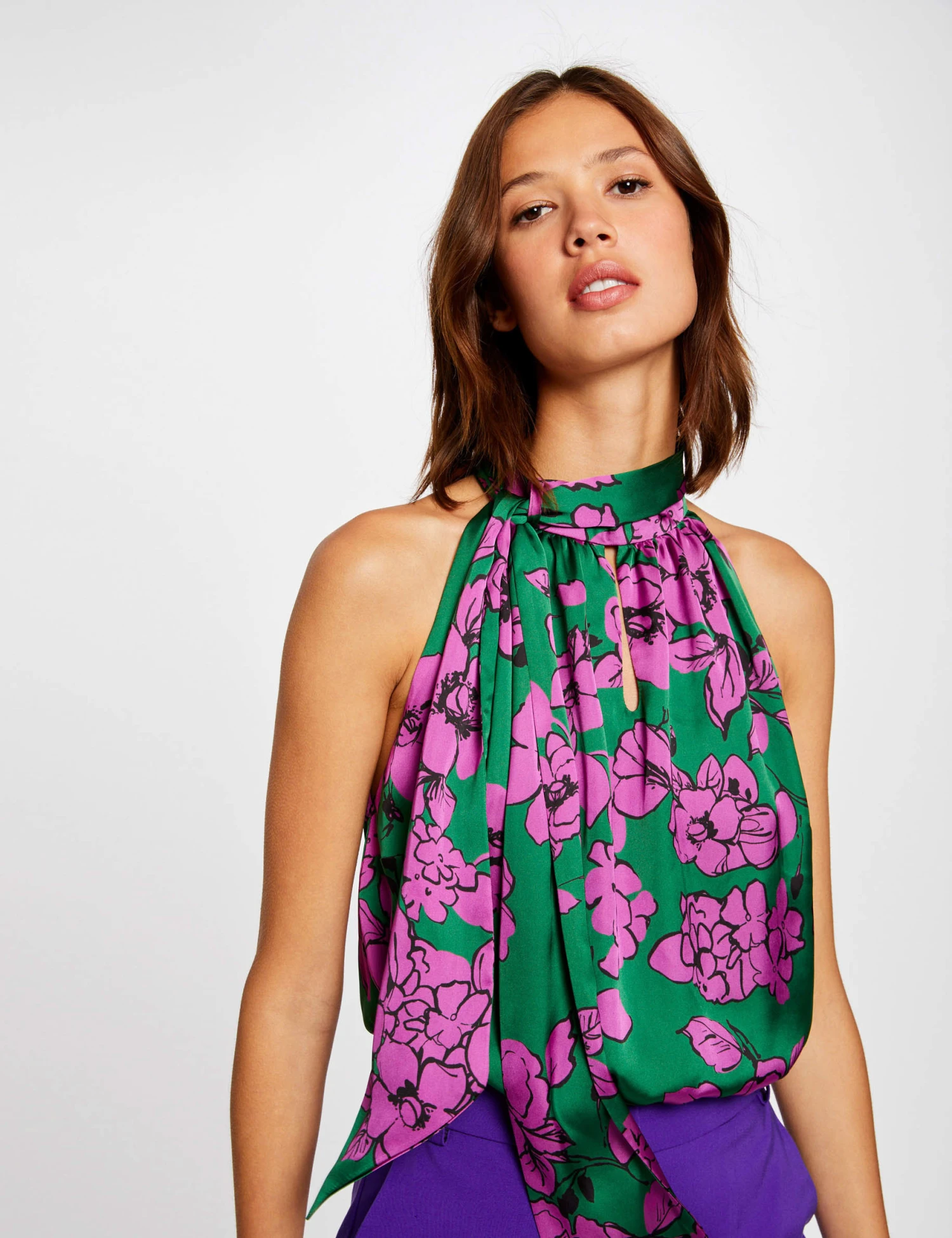 Blouse Sans Manches Imprimé Floral Violet Femme 3 Blouse Sans Manches Imprimé Floral Violet Femme