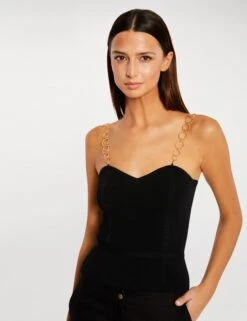 Bustier Avec Bretelles Fantaisie Noir Femme