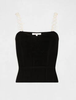 Bustier Avec Bretelles Fantaisie Noir Femme -Tenue Legere Boutique bustier avec bretelles fantaisie noir femme vue3 32536300936440100