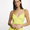 Bustier Crop Top à Ornement Dos Jaune Femme -Tenue Legere Boutique bustier crop top a ornement dos jaune femme vue1 32536300939390400