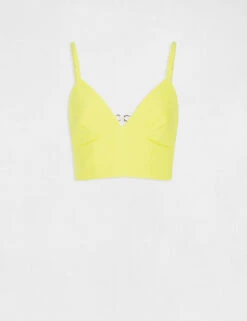 Bustier Crop Top à Ornement Dos Jaune Femme -Tenue Legere Boutique bustier crop top a ornement dos jaune femme vue3 32536300939390400