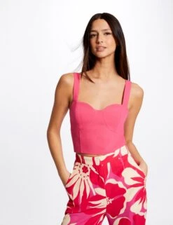 Bustier Crop Top Zippé Rose Moyen Femme