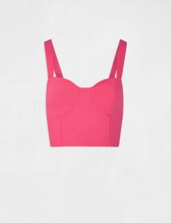 Bustier Crop Top Zippé Rose Moyen Femme -Tenue Legere Boutique bustier crop top zippe rose moyen femme vue3 32536300931640514