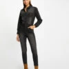 Combinaison Ajustée Ceinturée En Jean Gris Anthracite Femme -Tenue Legere Boutique combinaison ajustee ceinturee en jean gris anthracite femme vue1 32536300951500103