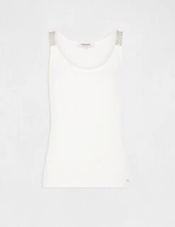 Débardeur Avec Bretelles à Ornements Ecru Femme -Tenue Legere Boutique debardeur avec bretelles a ornements ecru femme vue3 32536300938470201