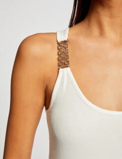 Débardeur Avec Bretelles à Ornements Ecru Femme -Tenue Legere Boutique debardeur avec bretelles a ornements ecru femme vue4 32536300938470201