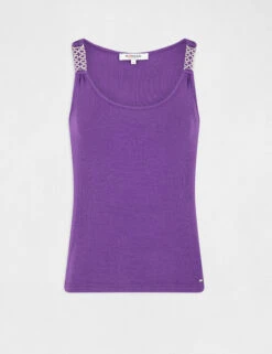 Débardeur Avec Bretelles à Ornements Violet Fonce Femme -Tenue Legere Boutique debardeur avec bretelles a ornements violet fonce femme vue3 32536300938470311