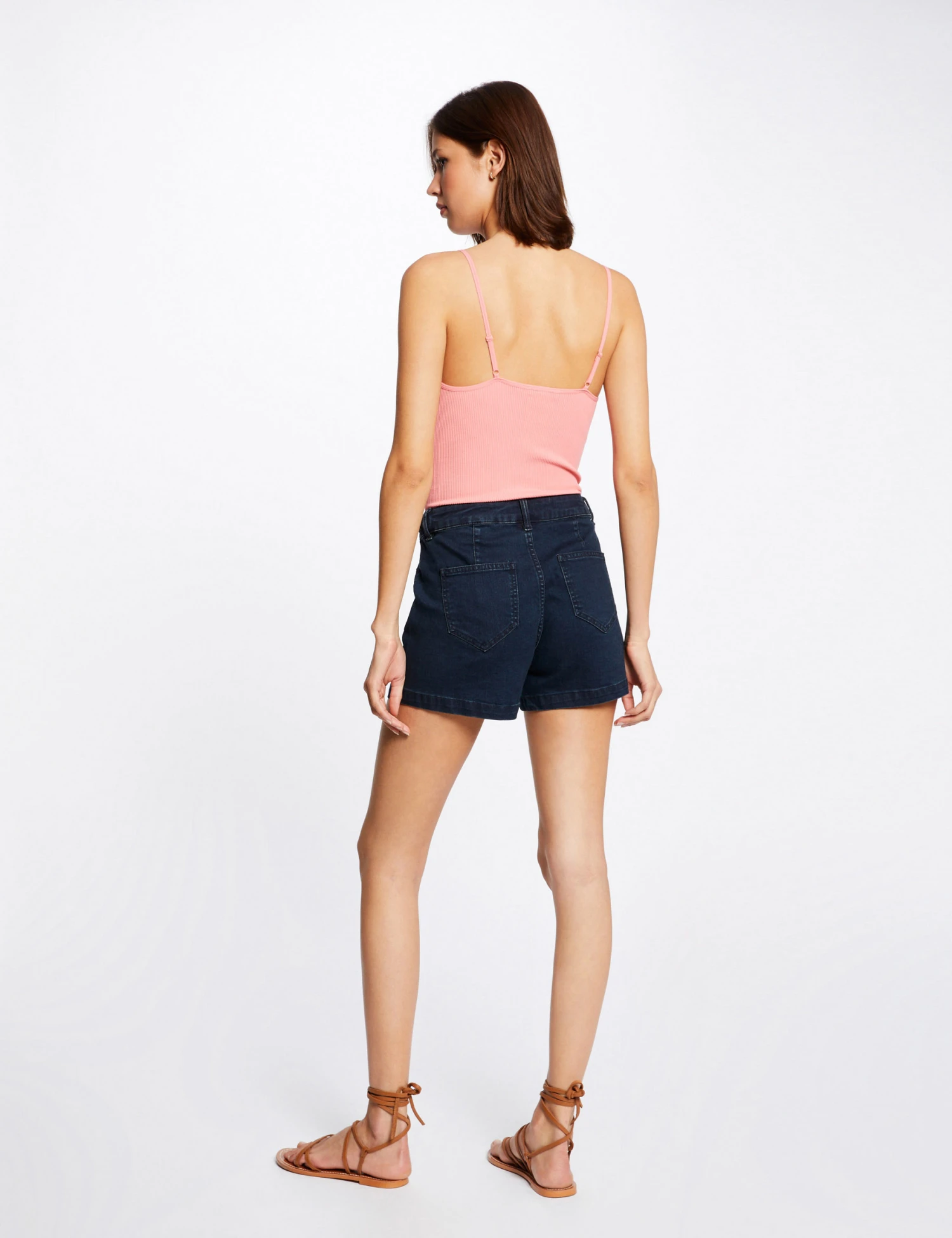 Débardeur Bretelles Fines à Col En V Corail Femme 4 Débardeur Bretelles Fines à Col En V Corail Femme – Image 2