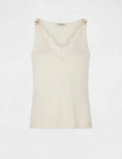 Débardeur Bretelles Fines Avec Dentelle Ivoire Femme 10 Débardeur Bretelles Fines Avec Dentelle Ivoire Femme -Tenue Legere Boutique debardeur bretelles fines avec dentelle ivoire femme vue3 32536300938490203