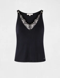 Débardeur Bretelles Fines Avec Dentelle Marine Femme 10 Débardeur Bretelles Fines Avec Dentelle Marine Femme -Tenue Legere Boutique debardeur bretelles fines avec dentelle marine femme vue3 32536300938490301