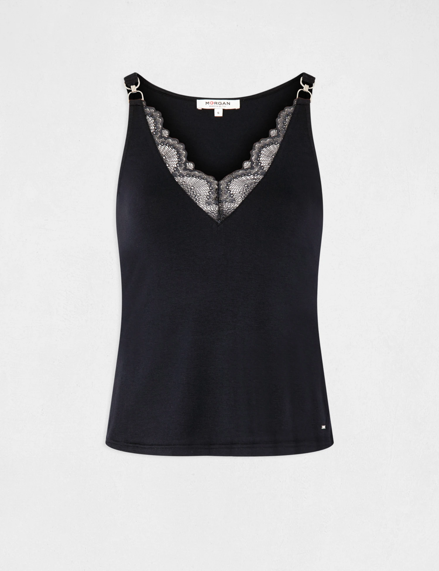 Débardeur Bretelles Fines Avec Dentelle Marine Femme 6 Débardeur Bretelles Fines Avec Dentelle Marine Femme – Image 4