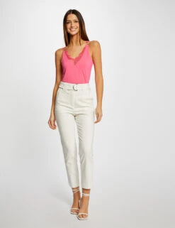 Débardeur Bretelles Fines Avec Dentelle Rose Femme -Tenue Legere Boutique debardeur bretelles fines avec dentelle rose femme vue5 32536300938490503