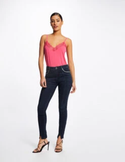 Débardeur Bretelles Fines Avec Dentelle Rose Moyen Femme -Tenue Legere Boutique debardeur bretelles fines avec dentelle rose moyen femme vue5 32536300885780514