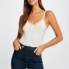 Débardeur Bretelles Fines Bande Dentelle Ecru Femme -Tenue Legere Boutique debardeur bretelles fines bande dentelle ecru femme vue1 32536300763600201