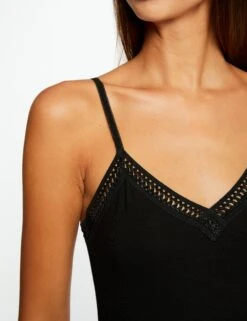 Débardeur Bretelles Fines Bande Dentelle Noir Femme -Tenue Legere Boutique debardeur bretelles fines bande dentelle noir femme vue4 32536300763600100
