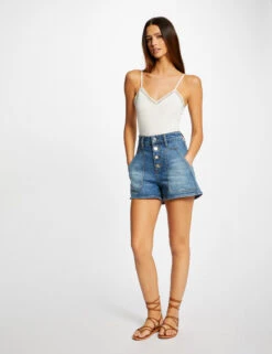 Débardeur Bretelles Fines Col En V Ecru Femme -Tenue Legere Boutique debardeur bretelles fines col en v ecru femme vue5 32536300938550201