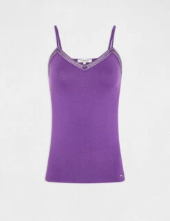 Débardeur Bretelles Fines Col En V Violet Fonce Femme -Tenue Legere Boutique debardeur bretelles fines col en v violet fonce femme vue3 32536300938550311