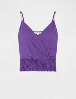 Débardeur Bretelles Fines Smocké Violet Fonce Femme -Tenue Legere Boutique debardeur bretelles fines smocke violet fonce femme vue3 32536300939130311