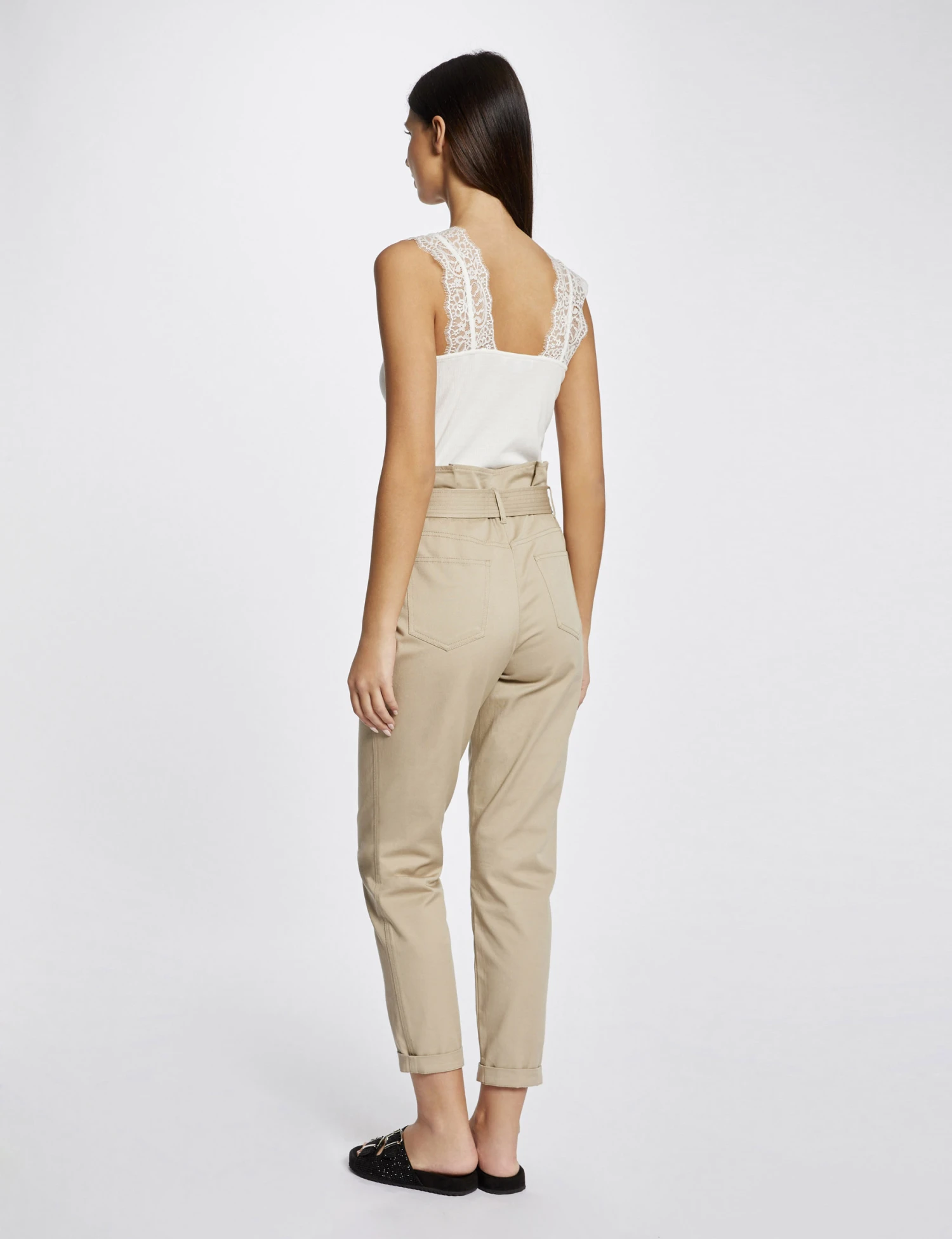 Débardeur Bretelles Larges à Dentelle Ecru Femme 4 Débardeur Bretelles Larges à Dentelle Ecru Femme – Image 2