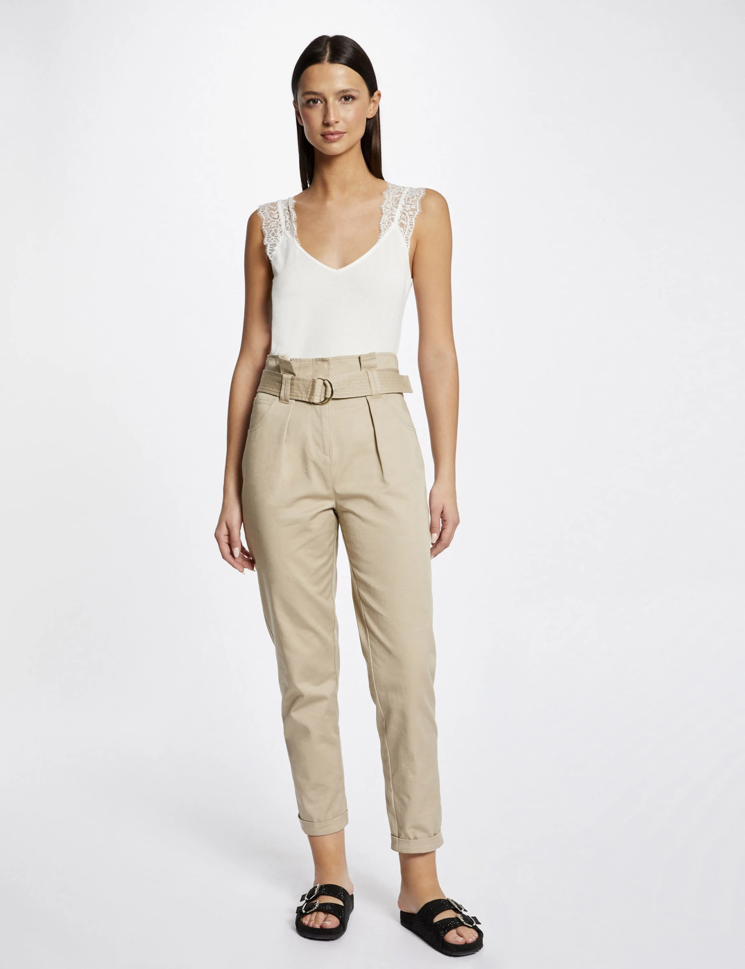 Débardeur Bretelles Larges à Dentelle Ecru Femme 5 Débardeur Bretelles Larges à Dentelle Ecru Femme – Image 3