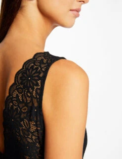 Débardeur Bretelles Larges à Dentelle Noir Femme -Tenue Legere Boutique debardeur bretelles larges a dentelle noir femme vue4 32536300949280100