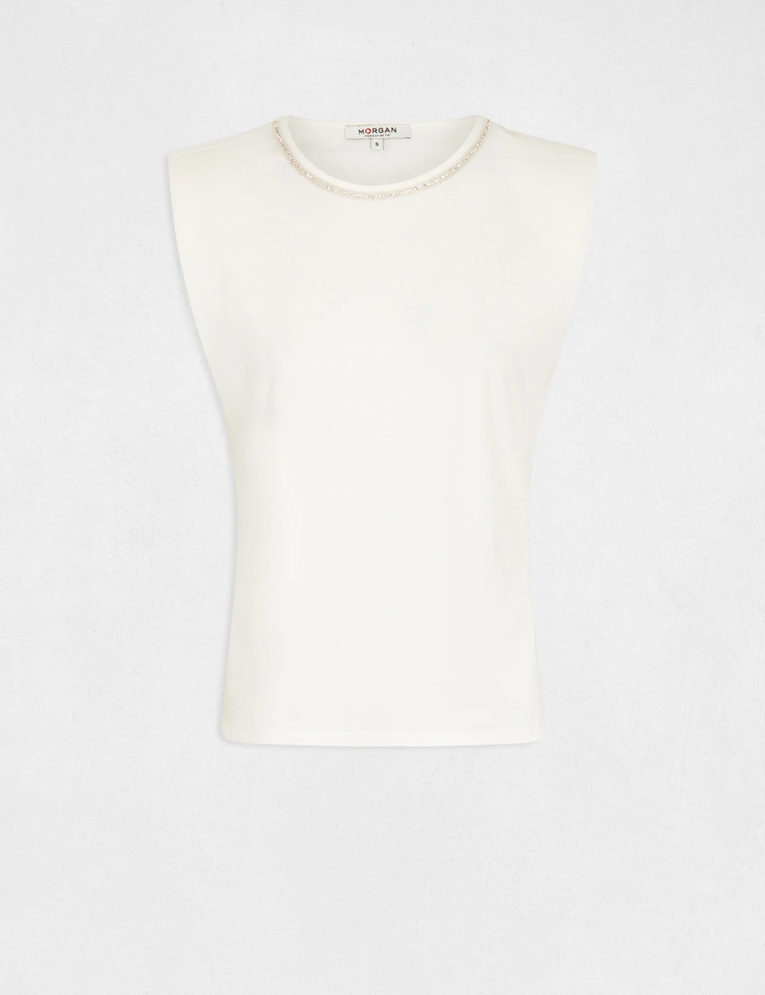 Débardeur Bretelles Larges à épaulettes Ecru Femme 6 Débardeur Bretelles Larges à épaulettes Ecru Femme – Image 4