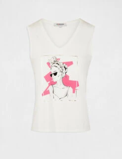 Débardeur Bretelles Larges à Inscription Ecru Femme 10 Débardeur Bretelles Larges à Inscription Ecru Femme -Tenue Legere Boutique debardeur bretelles larges a inscription ecru femme vue3 32536300939540201