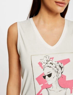 Débardeur Bretelles Larges à Inscription Ecru Femme 11 Débardeur Bretelles Larges à Inscription Ecru Femme -Tenue Legere Boutique debardeur bretelles larges a inscription ecru femme vue4 32536300939540201