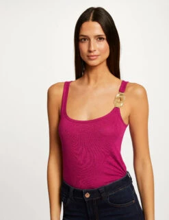 Débardeur Bretelles Larges à Ornement Framboise Femme