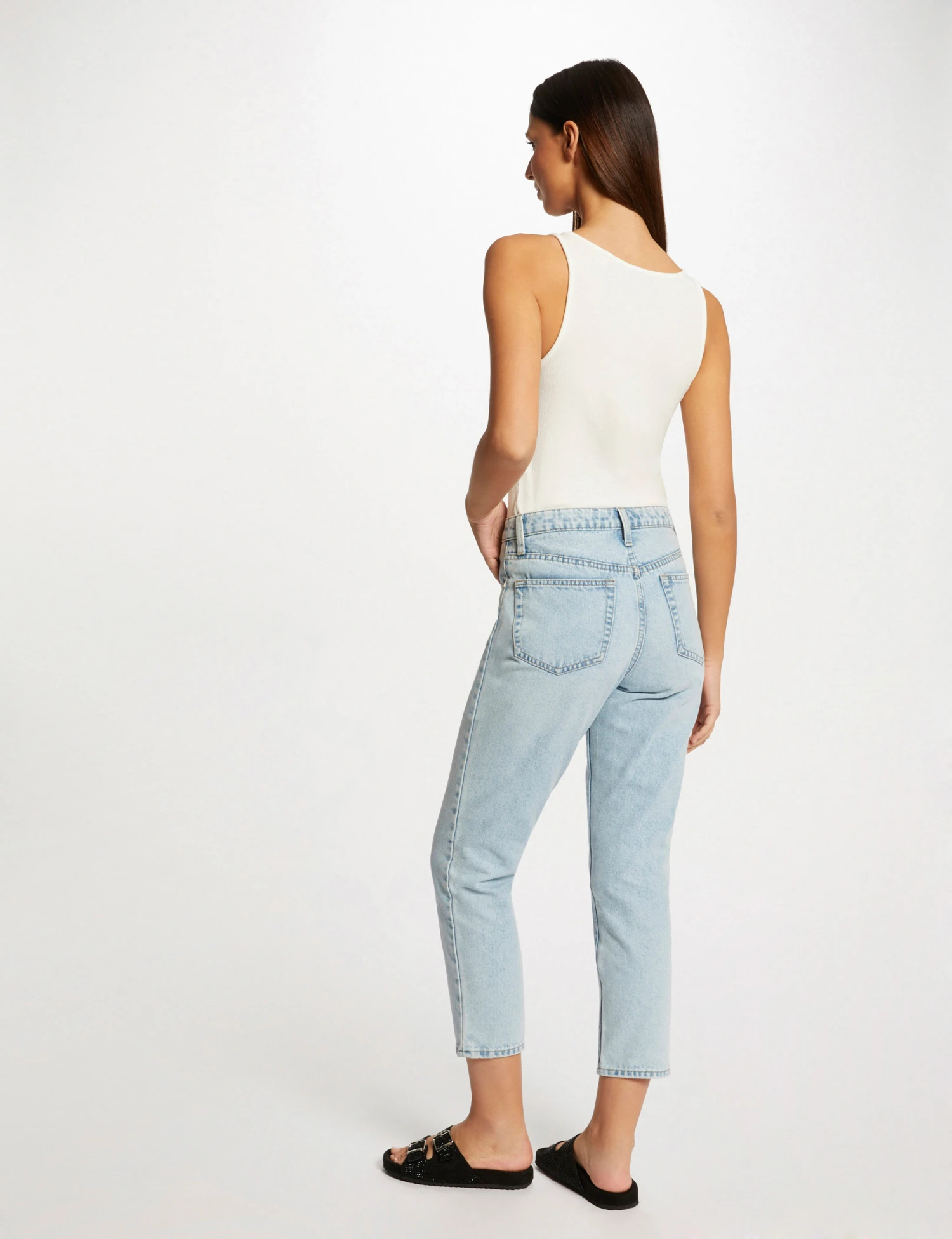 Débardeur Bretelles Larges à Ornements Ecru Femme 4 Débardeur Bretelles Larges à Ornements Ecru Femme – Image 2