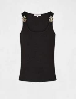 Débardeur Bretelles Larges à Ornements Noir Femme -Tenue Legere Boutique debardeur bretelles larges a ornements noir femme vue3 32536300941910100