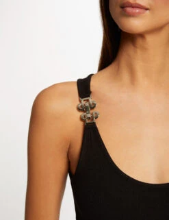 Débardeur Bretelles Larges à Ornements Noir Femme -Tenue Legere Boutique debardeur bretelles larges a ornements noir femme vue4 32536300941910100