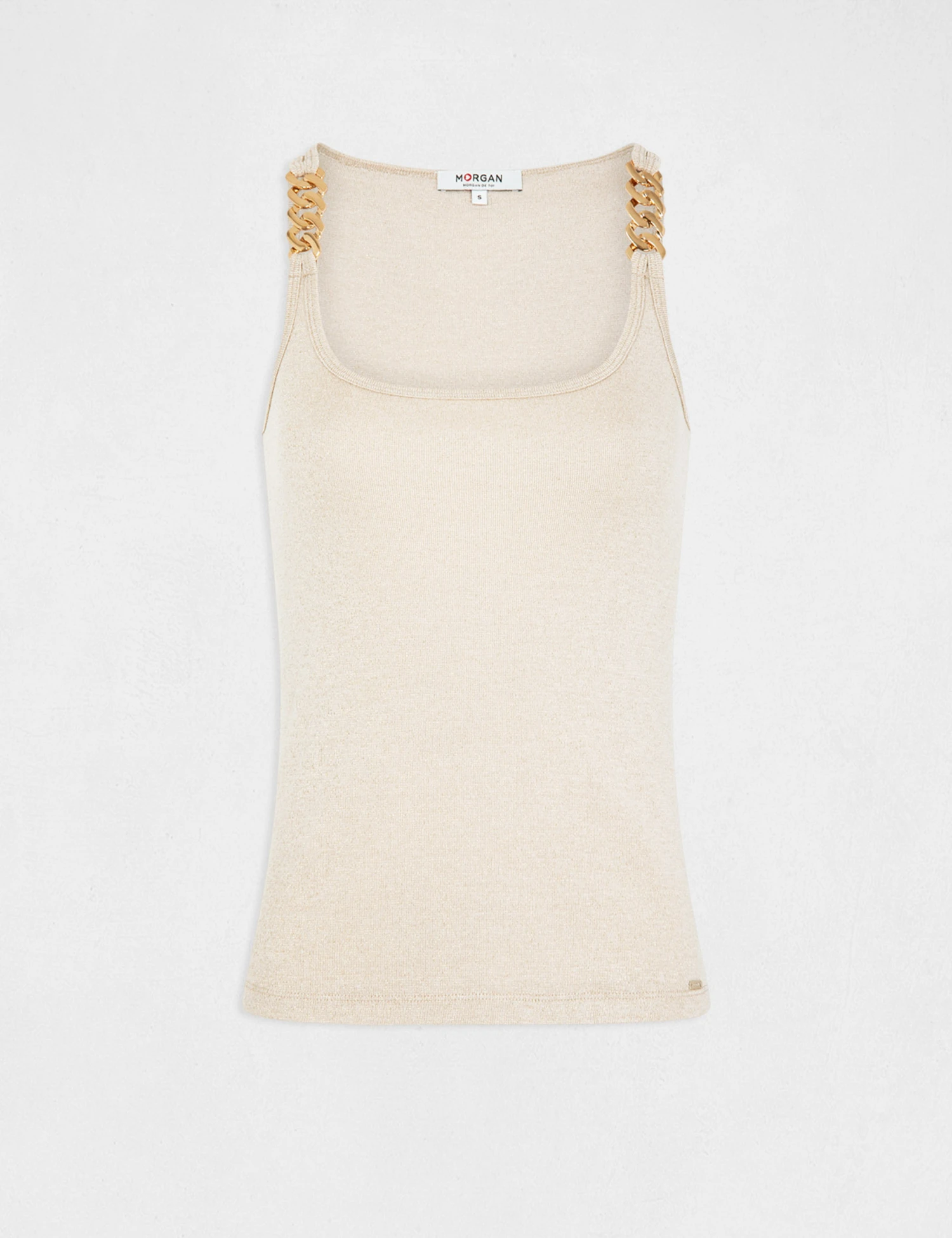 Débardeur Bretelles Larges Avec Chaînes Ivoire Femme 6 Débardeur Bretelles Larges Avec Chaînes Ivoire Femme – Image 4