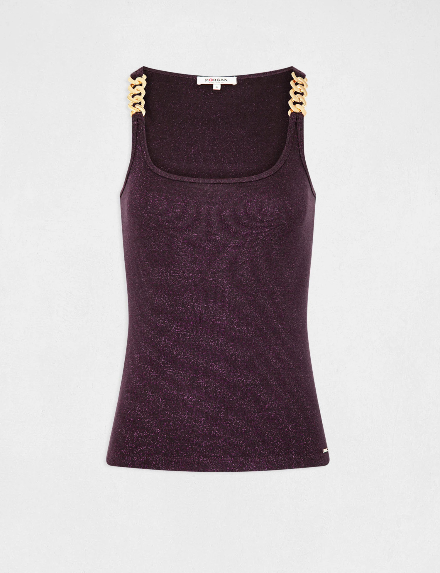 Débardeur Bretelles Larges Avec Chaînes Prune Femme 6 Débardeur Bretelles Larges Avec Chaînes Prune Femme – Image 4