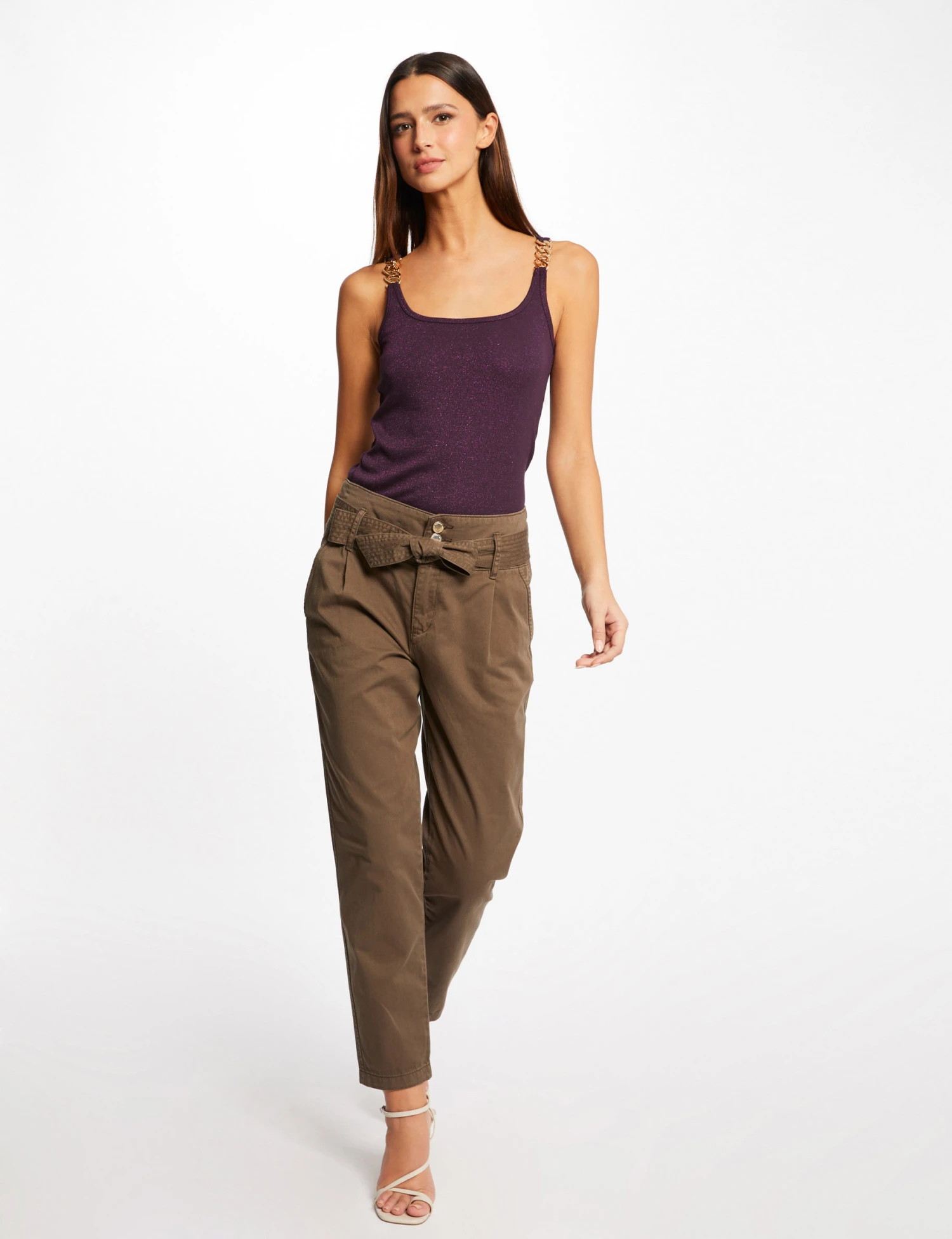 Débardeur Bretelles Larges Avec Chaînes Prune Femme 5 Débardeur Bretelles Larges Avec Chaînes Prune Femme – Image 3