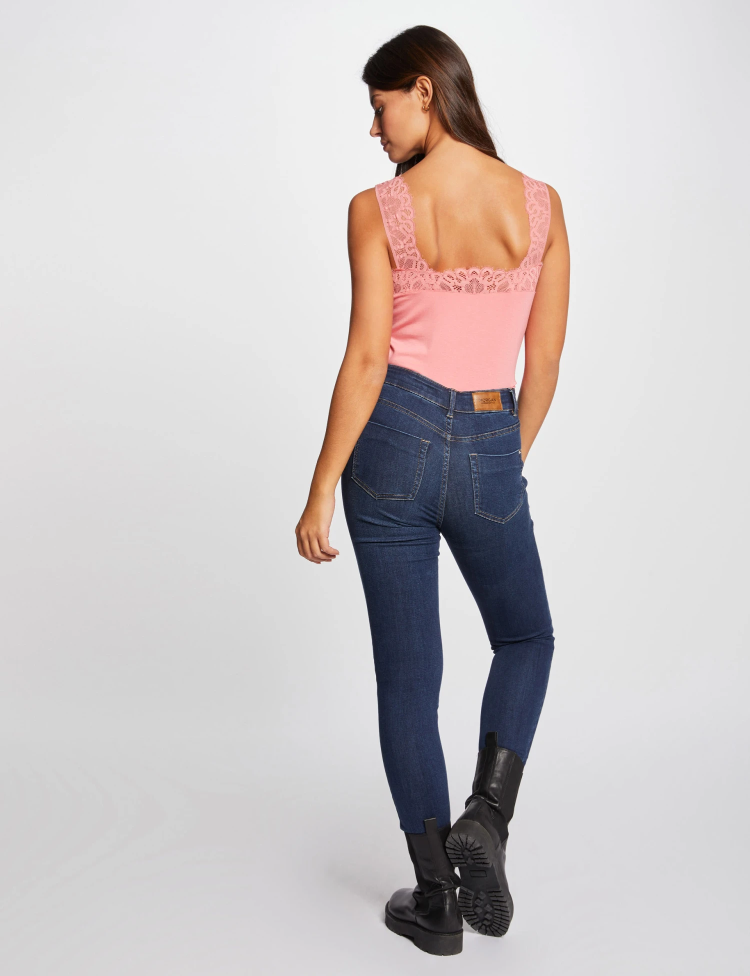 Débardeur Bretelles Larges Avec Dentelle Corail Femme 4 Débardeur Bretelles Larges Avec Dentelle Corail Femme – Image 2