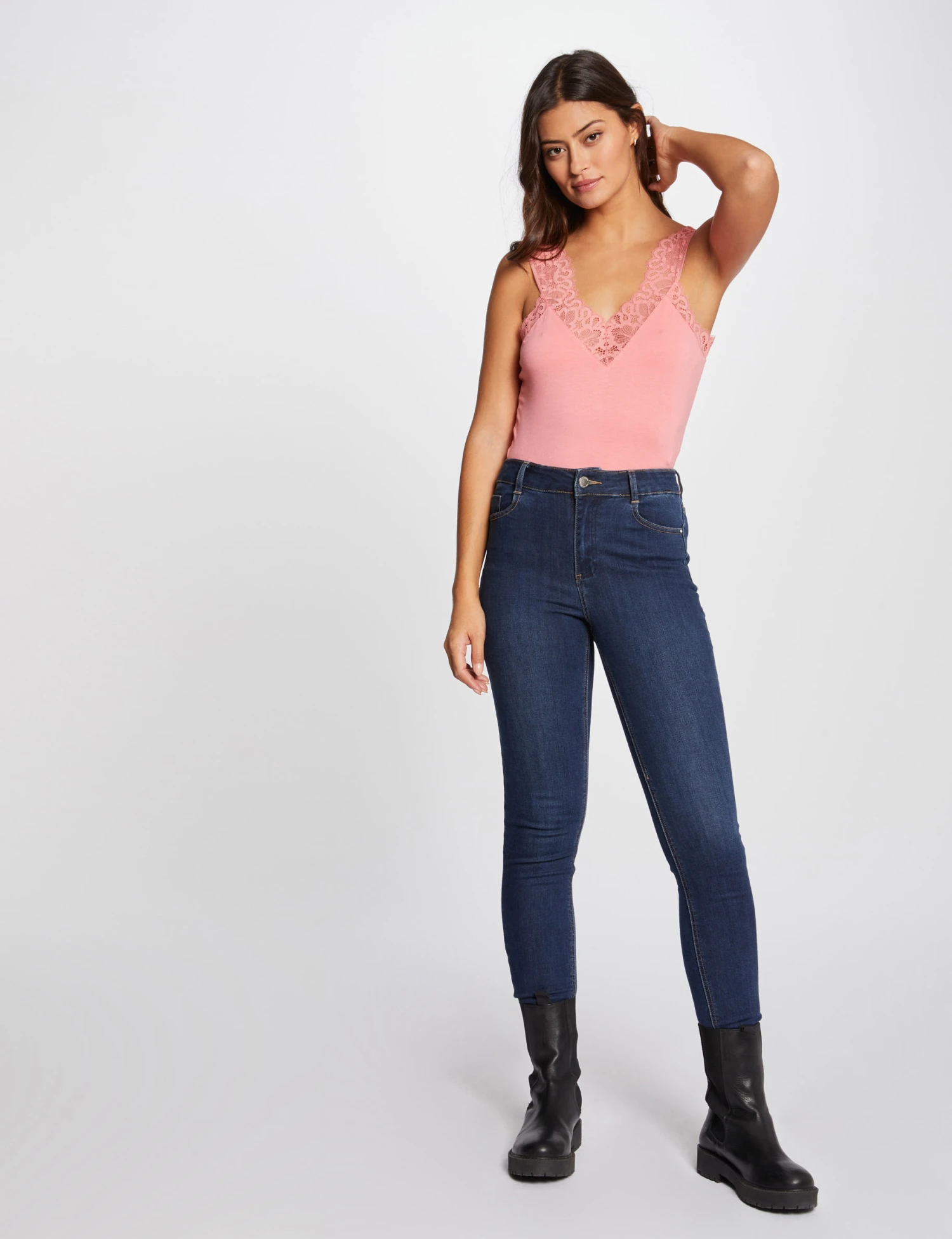 Débardeur Bretelles Larges Avec Dentelle Corail Femme 5 Débardeur Bretelles Larges Avec Dentelle Corail Femme – Image 3