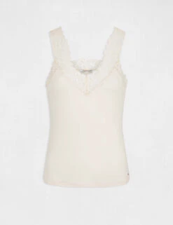 Débardeur Bretelles Larges Avec Dentelle Ivoire Femme 10 Débardeur Bretelles Larges Avec Dentelle Ivoire Femme -Tenue Legere Boutique debardeur bretelles larges avec dentelle ivoire femme vue3 32536300883940203