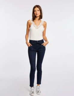 Débardeur Bretelles Larges Avec Dentelle Ivoire Femme -Tenue Legere Boutique debardeur bretelles larges avec dentelle ivoire femme vue5 32536300924090203