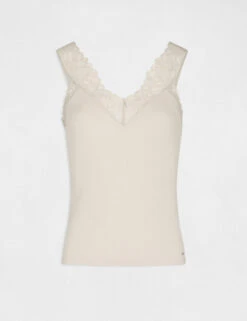 Débardeur Bretelles Larges Avec Dentelle Mastic Femme 10 Débardeur Bretelles Larges Avec Dentelle Mastic Femme -Tenue Legere Boutique debardeur bretelles larges avec dentelle mastic femme vue3 32536300884050204