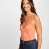 Débardeur Bretelles Larges Avec Dentelle Orange Femme -Tenue Legere Boutique debardeur bretelles larges avec dentelle orange femme vue1 32536300883940703
