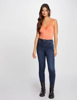 Débardeur Bretelles Larges Avec Dentelle Orange Femme 9 Débardeur Bretelles Larges Avec Dentelle Orange Femme -Tenue Legere Boutique debardeur bretelles larges avec dentelle orange femme vue5 32536300883940703