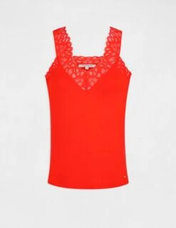 Débardeur Bretelles Larges Avec Dentelle Rouge Moyen Femme 10 Débardeur Bretelles Larges Avec Dentelle Rouge Moyen Femme -Tenue Legere Boutique debardeur bretelles larges avec dentelle rouge moyen femme vue3 32536300883940511