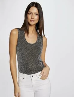 Débardeur Bretelles Larges Col Rond Argente Femme