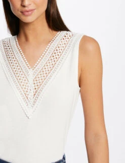 Débardeur Bretelles Larges Côtelé Ecru Femme -Tenue Legere Boutique debardeur bretelles larges cotele ecru femme vue4 32536300938700201