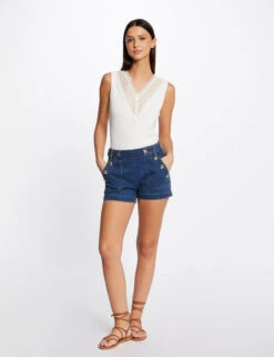 Débardeur Bretelles Larges Côtelé Ecru Femme -Tenue Legere Boutique debardeur bretelles larges cotele ecru femme vue5 32536300938700201