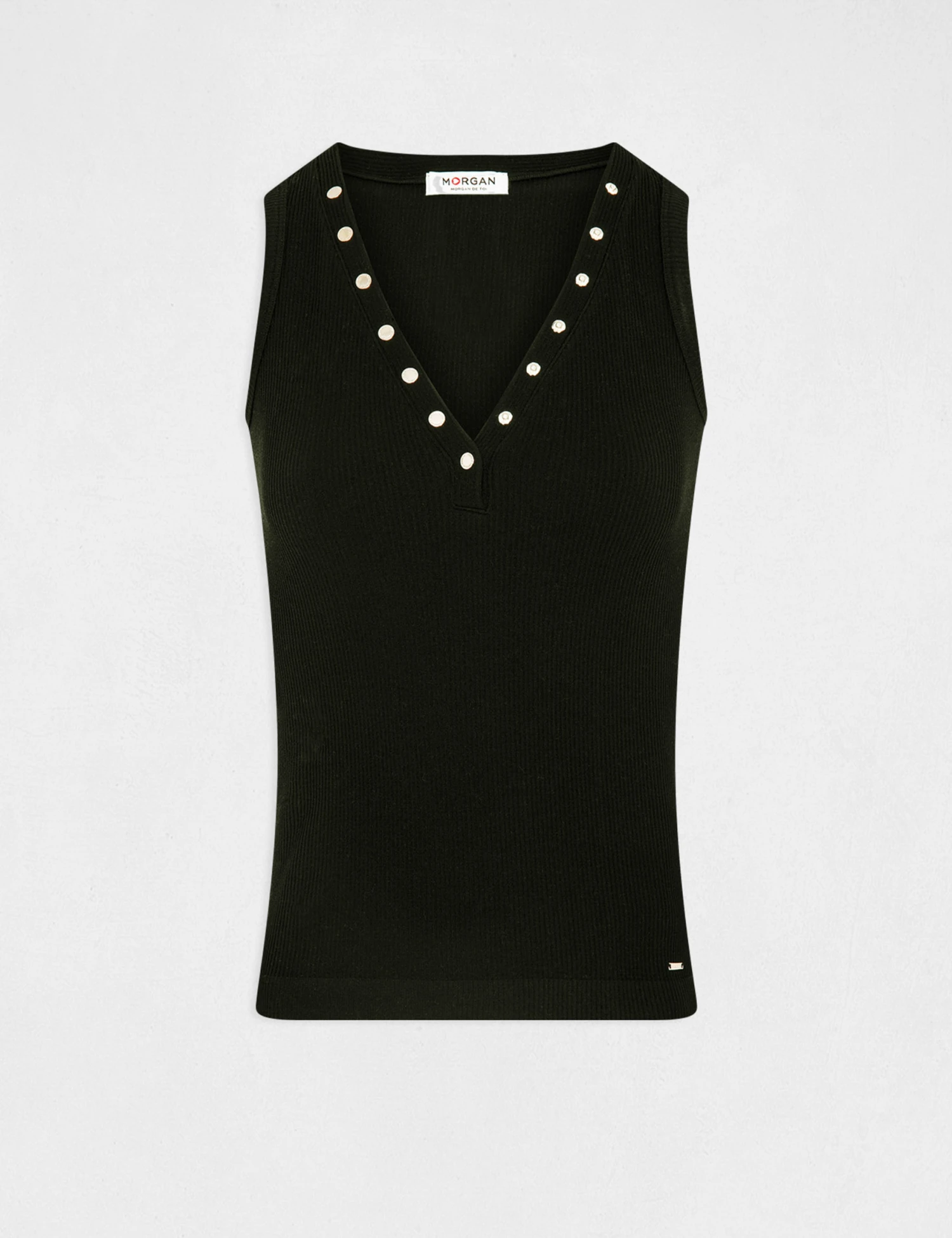 Débardeur Bretelles Larges Effet Côtelé Noir Femme 6 Débardeur Bretelles Larges Effet Côtelé Noir Femme – Image 4