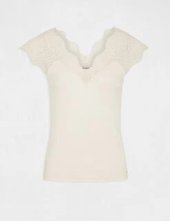 Débardeur Bretelles Larges En Dentelle Ivoire Femme -Tenue Legere Boutique debardeur bretelles larges en dentelle ivoire femme vue3 32536300823170203